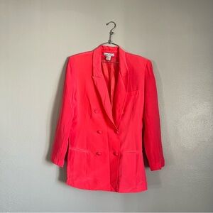 Vintage 80’s 90’s 100% Silk Vibrant Pink Double-Breasted Women's Blazer